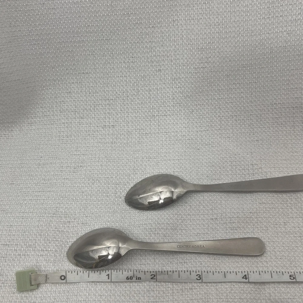 Vintage Centry Korea Stainless Steel Spoons Set of 2 Mid Century Flatware